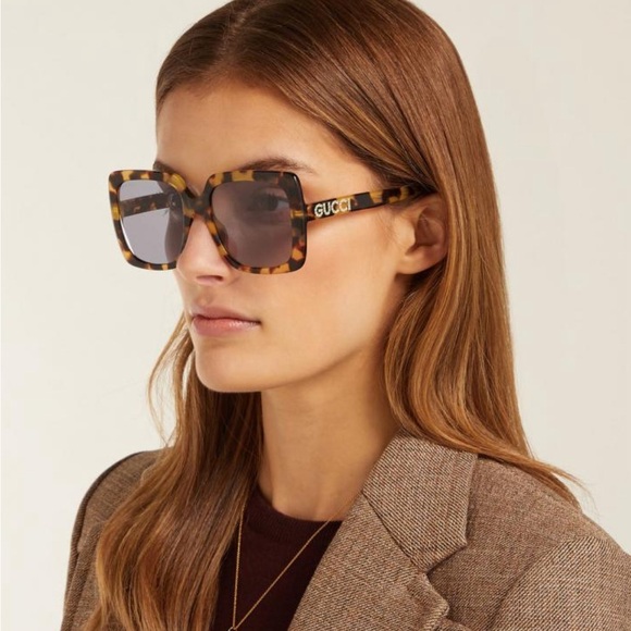 New☆ Gucci 0418S 54mm Oversize Square Sunglasses - Brown - Picture 2 of 12